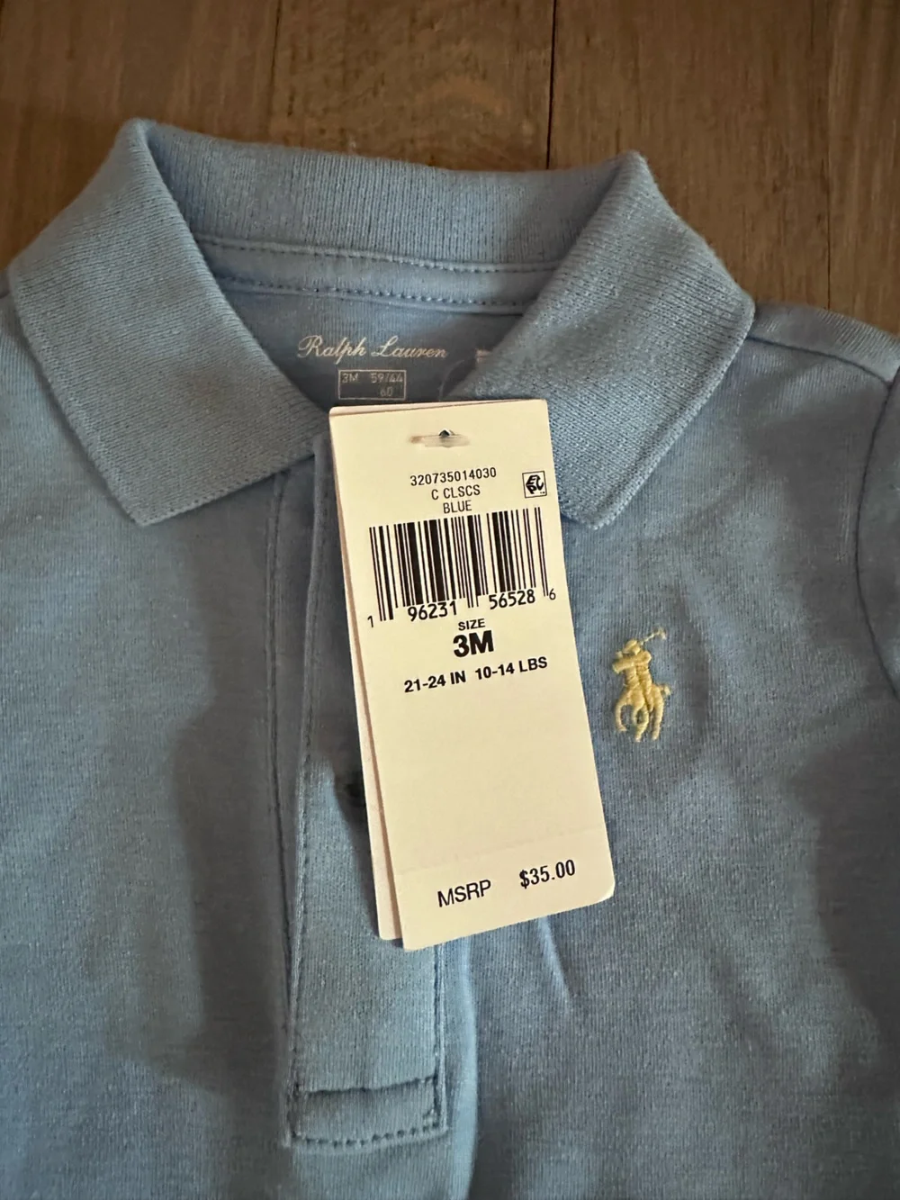 Ralph Lauren Blue Polo Playsuit with Yellow Pony Embroidery